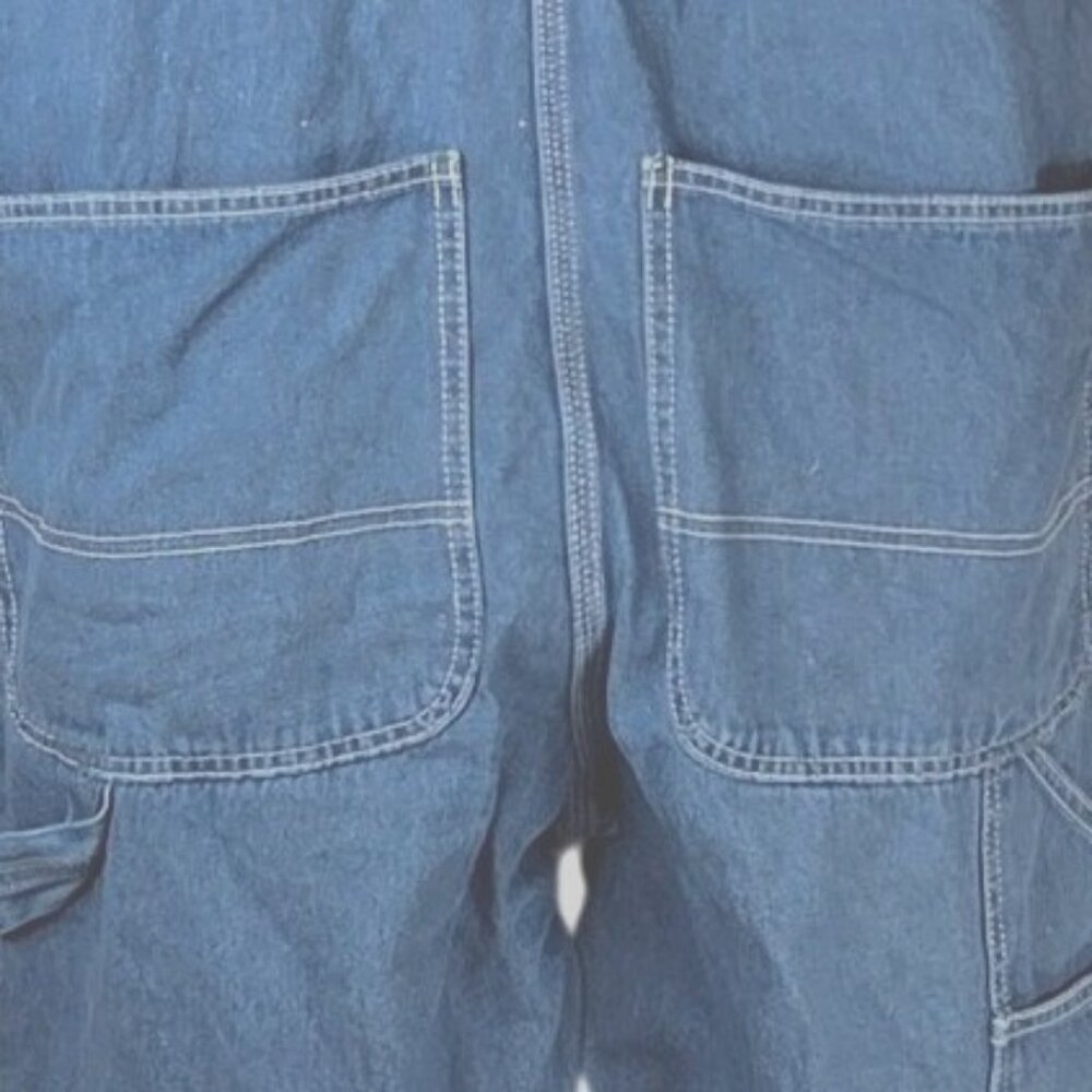 Liberty Mens Rigid Denim Bib Overalls 36x30 Blue Cotton Adjustable Straps Workwe - Picture 8 of 11